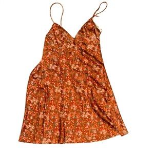 Lucy in the Sky Floral Mini Dress - Rust and Cream